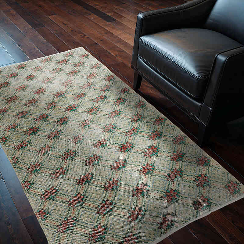Alfombra Vintage Turca Anudada a Mano - 117 cm x 190 cm - K0066596