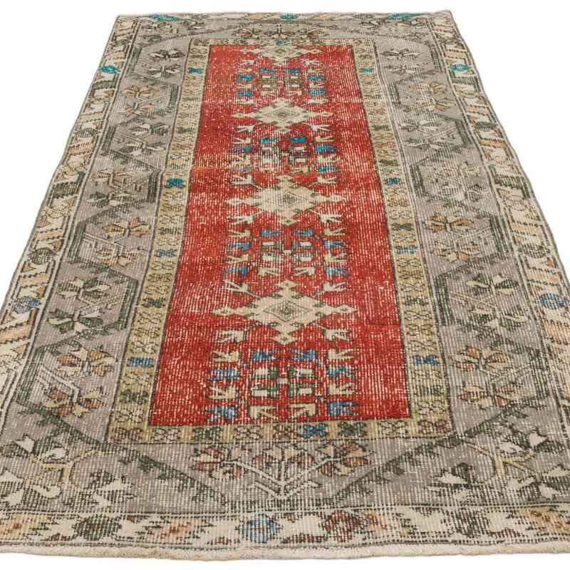 Alfombra Vintage Turca Anudada a Mano - 100 cm x 218 cm - K0066650