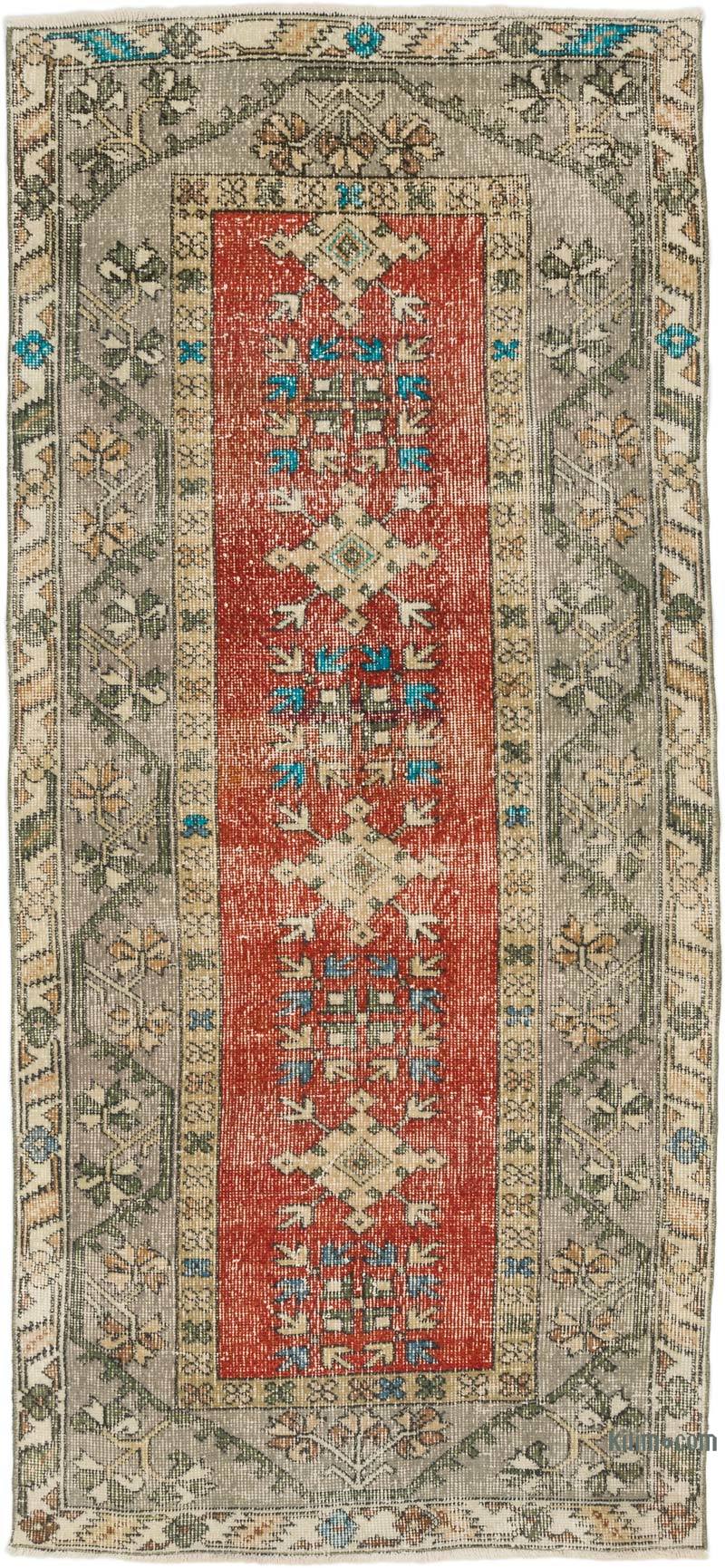 Alfombra Vintage Turca Anudada a Mano - 100 cm x 218 cm - K0066650