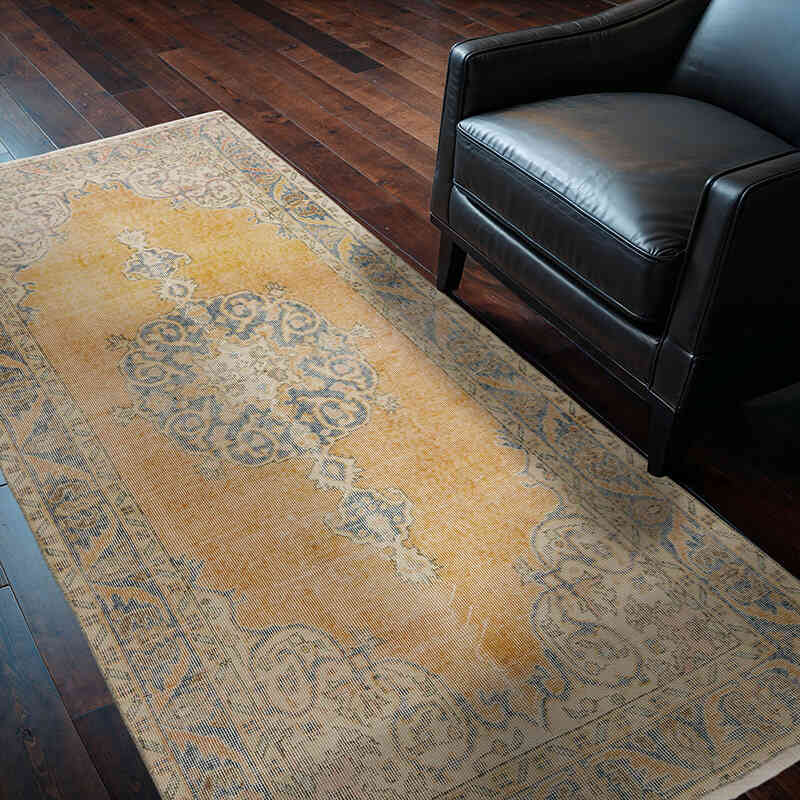 Alfombra Vintage Turca Anudada a Mano - 117 cm x 219 cm - K0066751