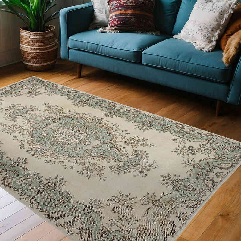 Alfombra Vintage Turca Anudada a Mano - 130 cm x 206 cm - K0066770