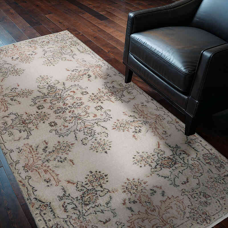 Alfombra Vintage Turca Anudada a Mano - 117 cm x 208 cm - K0066782