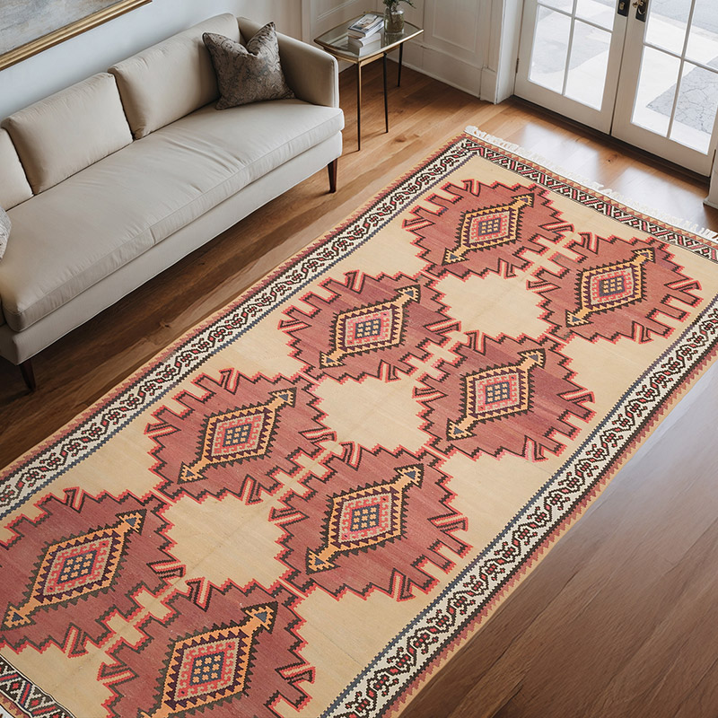 Vintage Kuba Kilim Rug - 5' 9" x 10' 8" (69" x 128") - K0066838