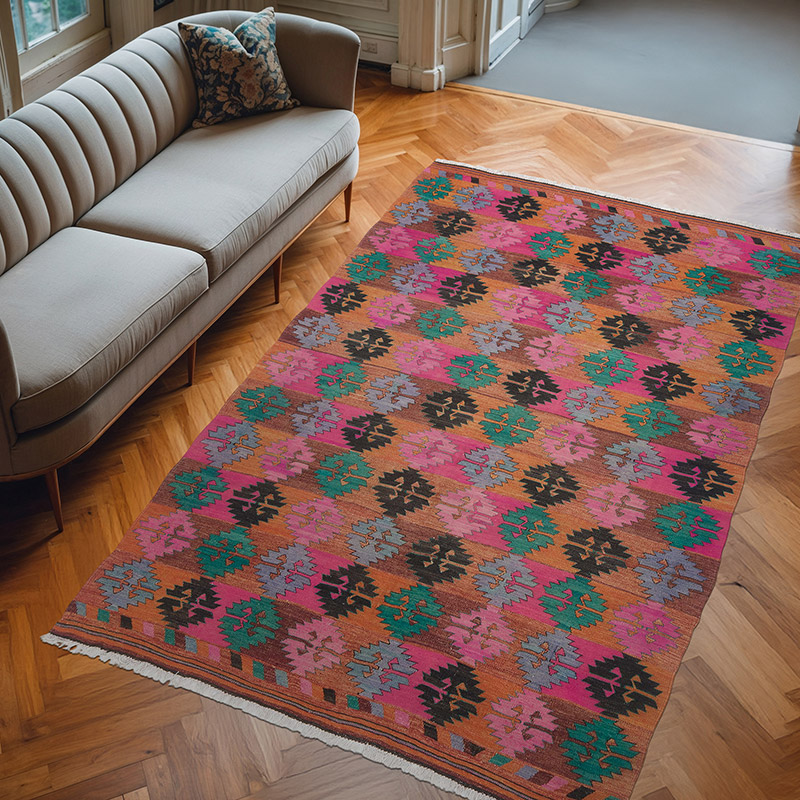 Vintage Manisa Kilim Rug - 6' 6" x 10' 4" (78" x 124") - K0066843