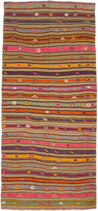 Vintage Fethiye Kilim Rug - 5' 1" x 11'  (61" x 132")