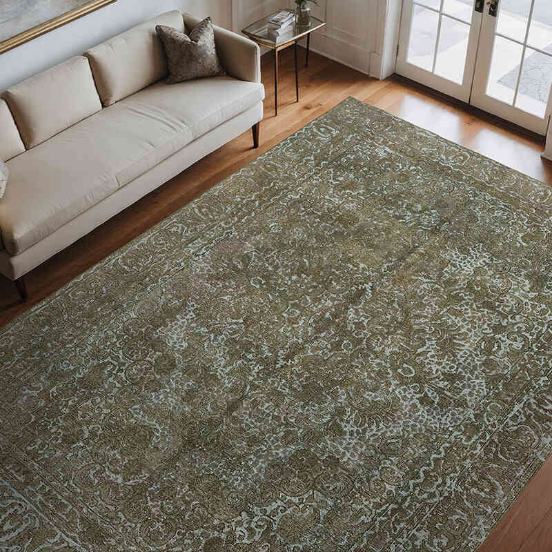 Marrón Alfombra Turca Vintage Sobre-teñida - 257 cm x 357 cm - K0066932