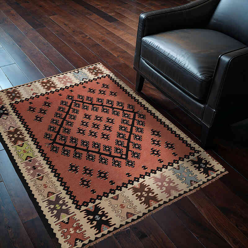 Vintage Sharkoy Kilim Rug - 4' 2" x 4' 9" (50" x 57") - K0067008