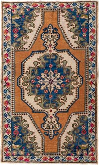 Vintage Turkish Hand-Knotted Rug - 4' 5" x 7' 4" (53" x 88")