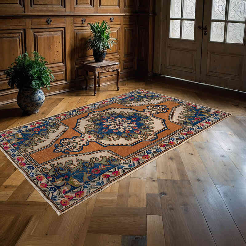 Vintage Turkish Hand-Knotted Rug - 4' 5" x 7' 4" (53" x 88") - K0067026