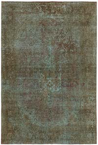 Yeşil Boyalı El Dokuma Vintage Halı - 243 cm x 350 cm
