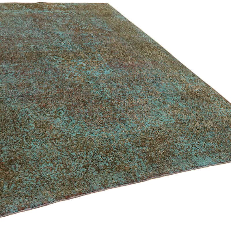 Verde Alfombra Turca Vintage Sobre-teñida - 243 cm x 350 cm - K0067255