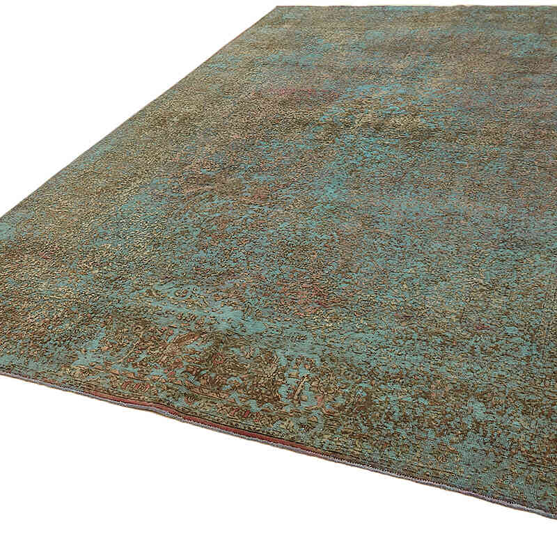 Verde Alfombra Turca Vintage Sobre-teñida - 243 cm x 350 cm - K0067255