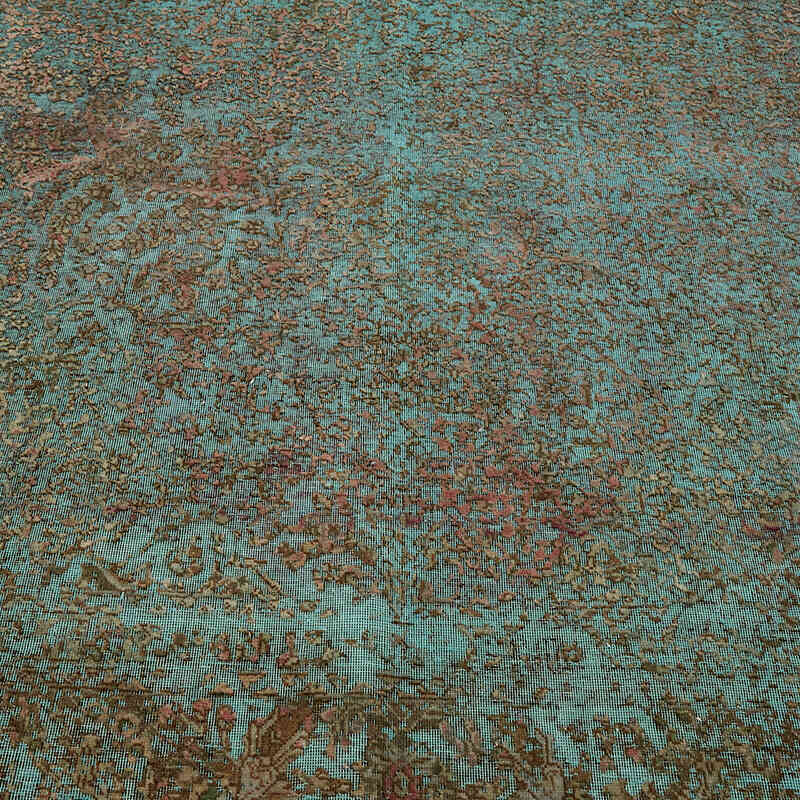 Verde Alfombra Turca Vintage Sobre-teñida - 243 cm x 350 cm - K0067255