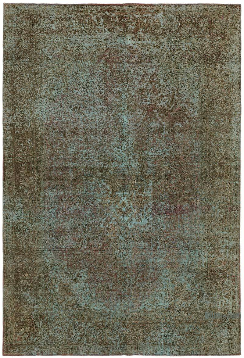 Verde Alfombra Turca Vintage Sobre-teñida - 243 cm x 350 cm - K0067255