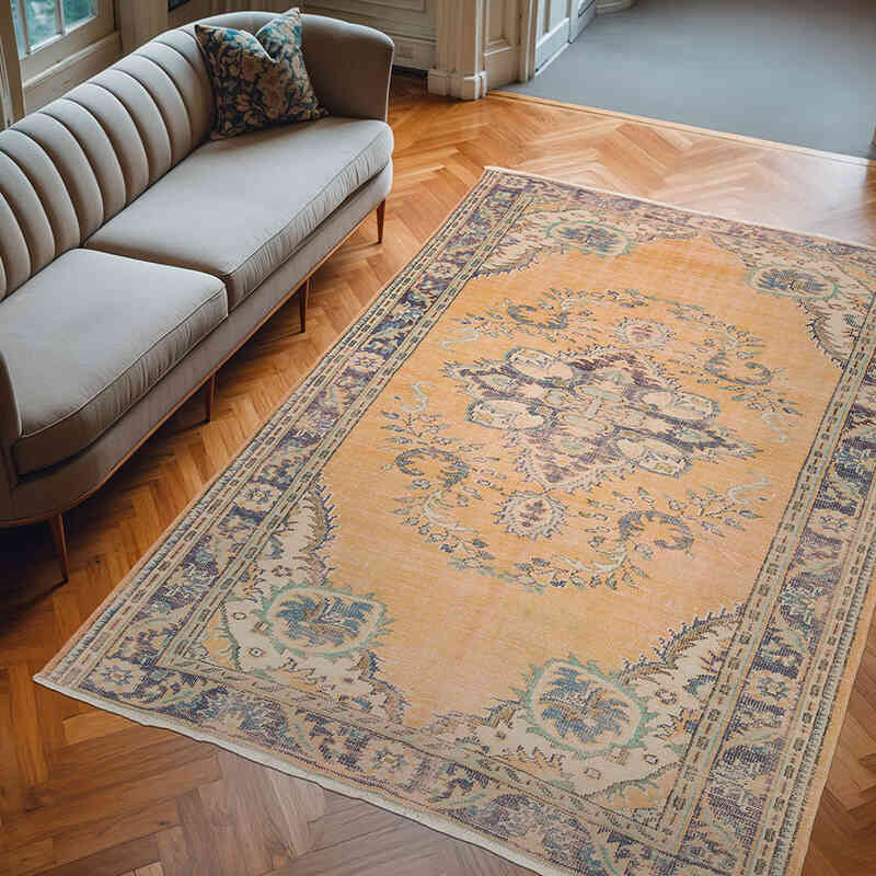 Alfombra Vintage Turca Anudada a Mano - 195 cm x 272 cm - K0067426