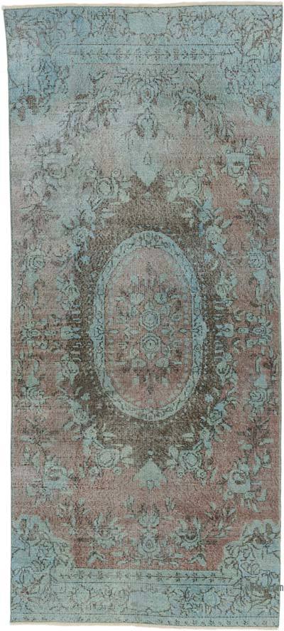 Boyalı El Dokuma Vintage Halı - 125 cm x 278 cm