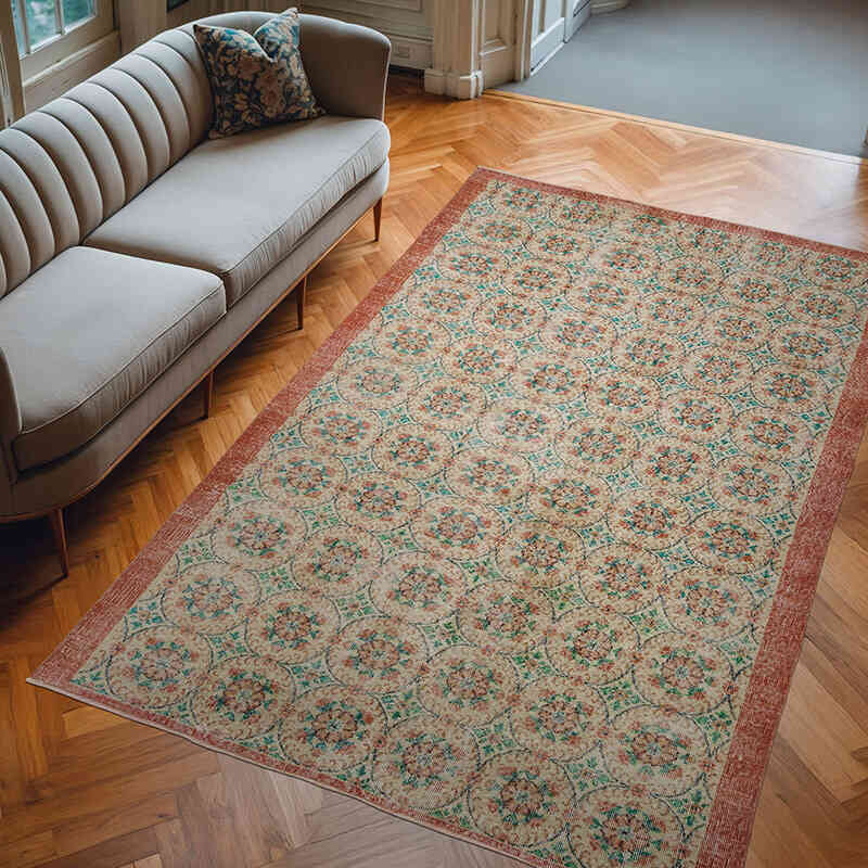 Vintage Turkish Hand-Knotted Rug - 6' 3" x 9' 6" (75" x 114") - K0067512