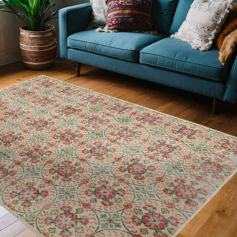 Vintage Turkish Hand-Knotted Rug - 4' 9" x 7'  (57" x 84") - K0067532