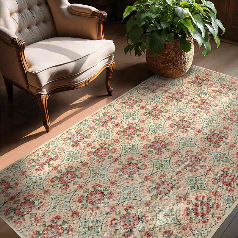 Vintage Turkish Hand-Knotted Rug - 4' 9" x 7'  (57" x 84") - K0067532