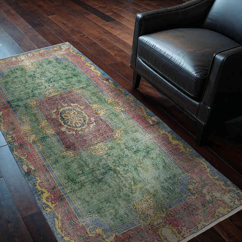 Alfombra Vintage Turca Anudada a Mano - 108 cm x 203 cm - K0067544
