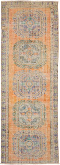 Vintage Turkish Hand-Knotted Runner - 3' 11" x 10' 11" (47" x 131")