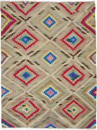 Vintage Afyon Kilim Rug - 6' 8" x 8' 10" (80" x 106")