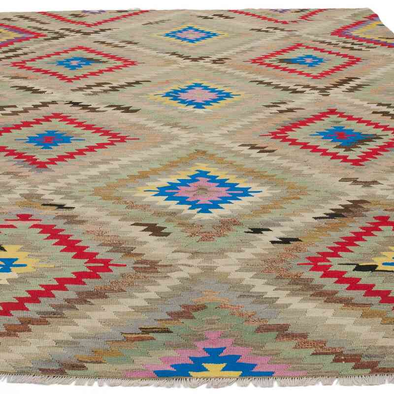 Vintage Afyon Kilim Rug - 6' 8" x 8' 10" (80" x 106") - K0067560