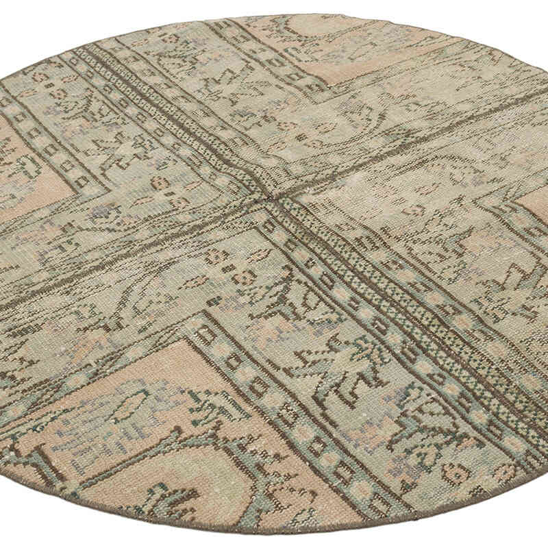 Alfombra De Retazos Turca Sobre-Teñida - 122 cm x 122 cm - K0067913