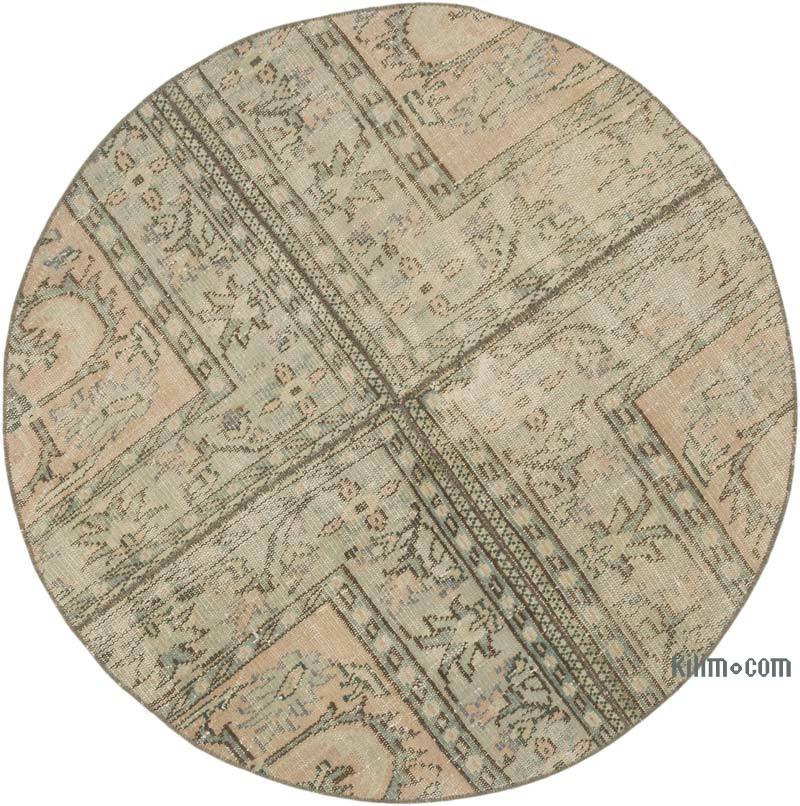 Alfombra De Retazos Turca Sobre-Teñida - 122 cm x 122 cm - K0067913