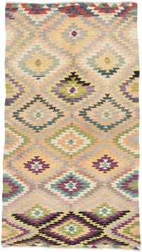 Vintage Afyon Kilim Rug - 5' 3" x 9' 4" (63" x 112")