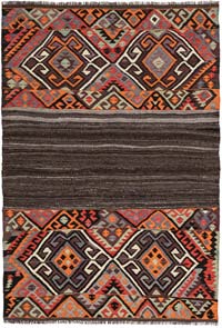 Vintage Bayburt Kilim Rug - 3' 4" x 4' 9" (40" x 57")