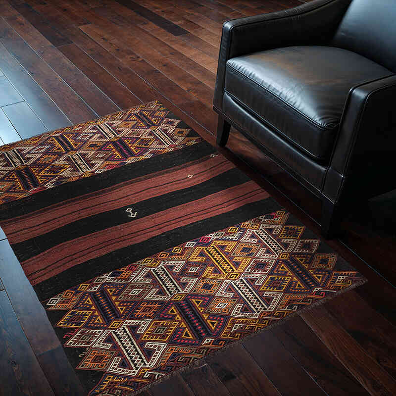 Vintage Bayburt Kilim Rug - 3' 5" x 4' 6" (41" x 54") - K0068278