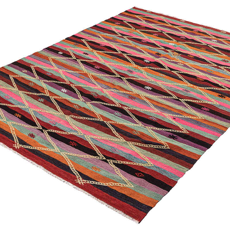 Vintage Afyon Kilim Rug - 5' 5" x 7' 1" (65" x 85") - K0068288