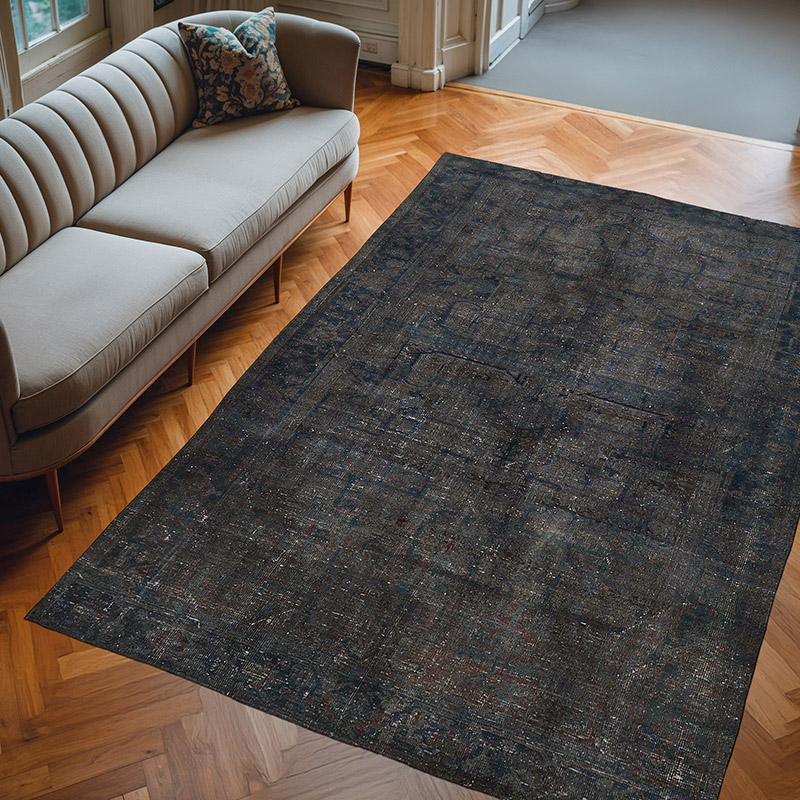 Overdyed Vintage Hand-knotted Oriental Rug - 7' 2" x 10' 4" (86" x 124") - K0068331
