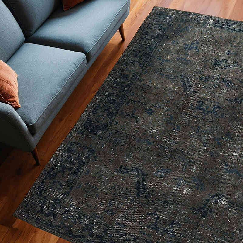 Overdyed Vintage El Dokuma Oryantal Halı - 195 cm x 253 cm - K0068332