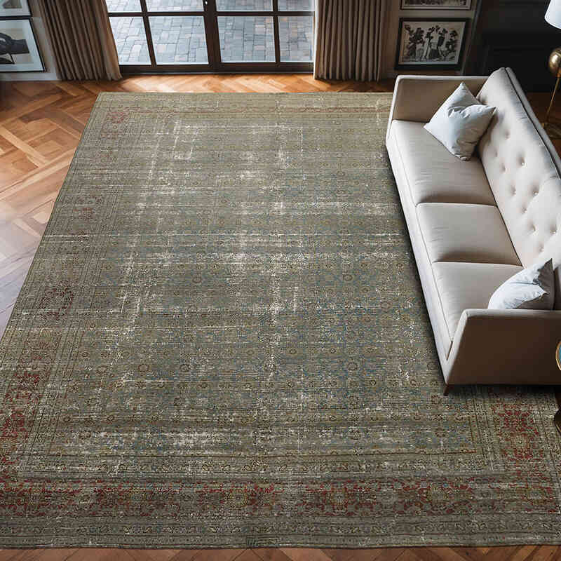 Alfombra Oriental Vintage Teñida a Mano Sobretintada - 294 cm x 384 cm - K0068367