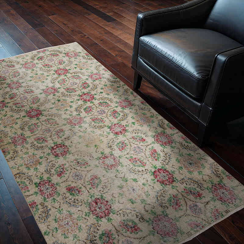 Alfombra Vintage Turca Anudada a Mano - 119 cm x 205 cm - K0068381