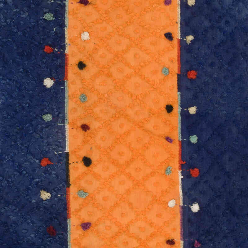 Azul Oscuro, Naranja Malatya Perde Vintage - 140 cm x 467 cm - K0068804