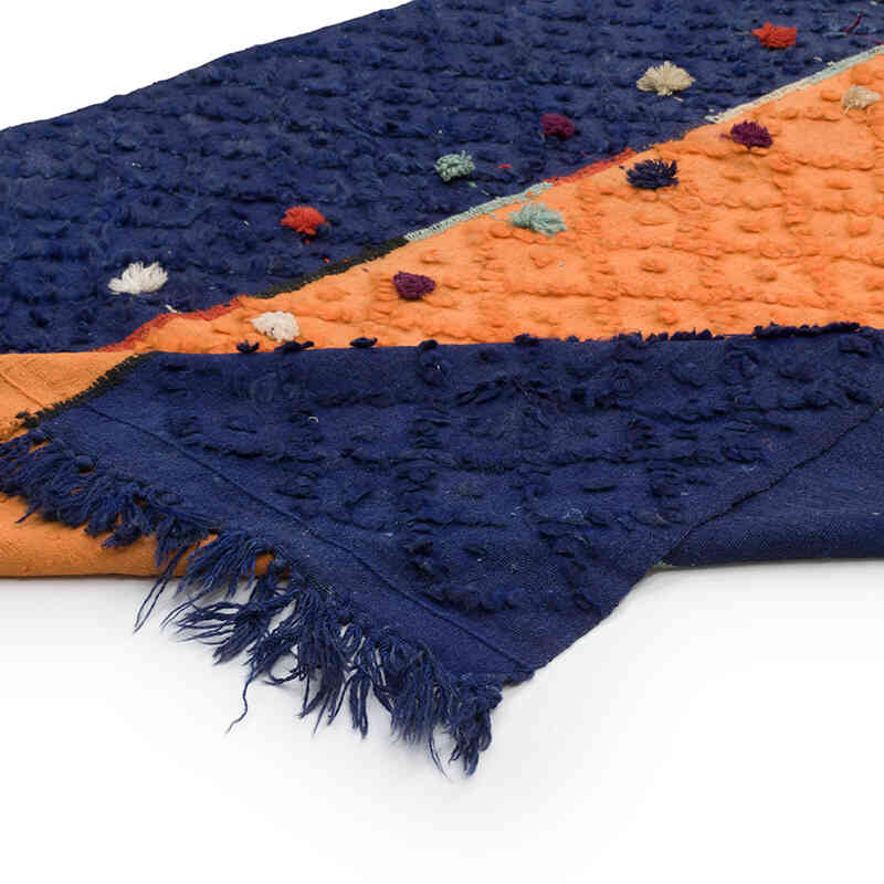 Azul Oscuro, Naranja Malatya Perde Vintage - 140 cm x 467 cm - K0068804