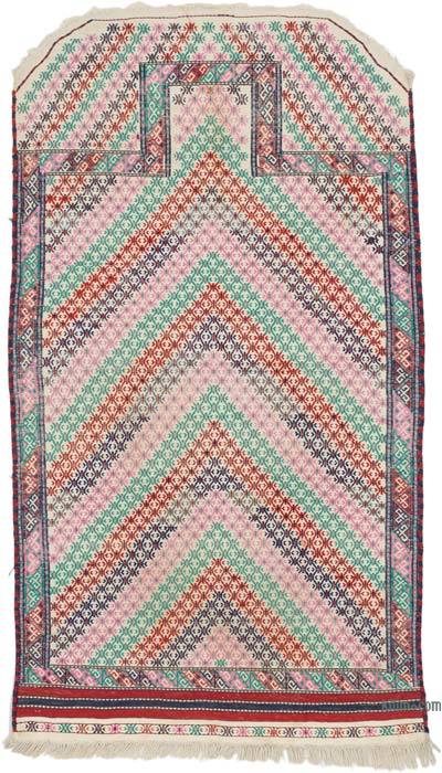 Vintage Konya Cicim Kilim - 76 cm x 137 cm