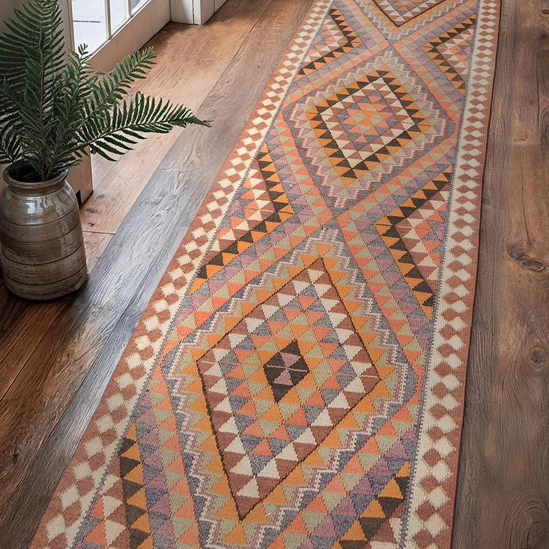 Vintage Tribal Kilim Runner - 3' 1" x 11' 7" (37" x 139") - K0068855
