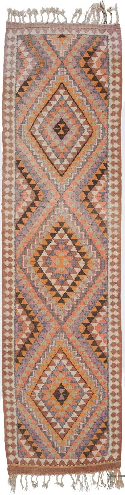 Vintage Tribal Kilim Runner - 3' 1" x 11' 7" (37" x 139")
