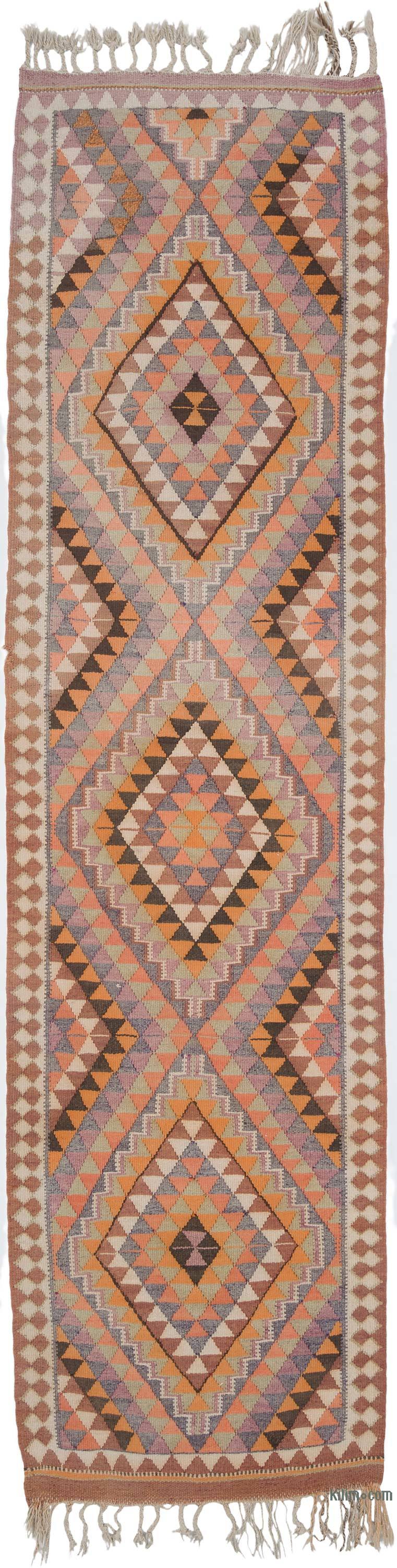 Vintage Tribal Kilim Runner - 3' 1" x 11' 7" (37" x 139") - K0068855