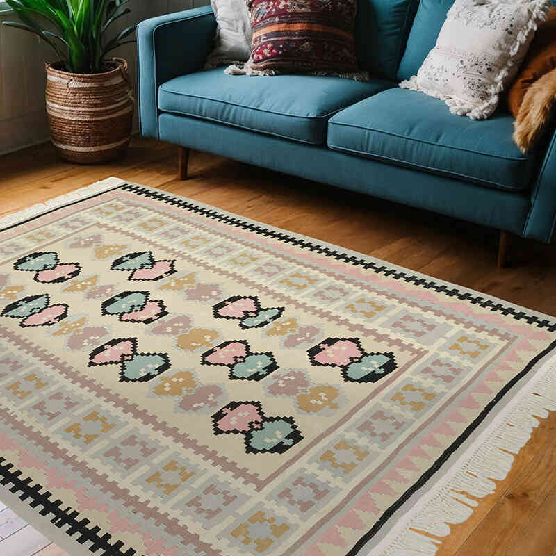 Alfombra Vintage Kilim Turca - 158 cm x 201 cm - K0068863