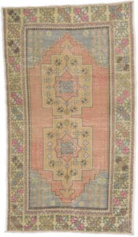 Alfombra Vintage Turca Anudada a Mano - 130 cm x 223 cm