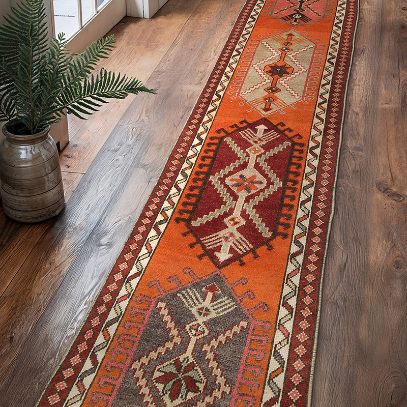 Vintage Tribal Runner Rug - 3' 1" x 14'  (37" x 168") - K0068928