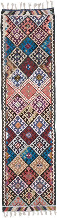 Vintage Tribal Kilim Runner - 2' 11" x 10' 8" (35" x 128")