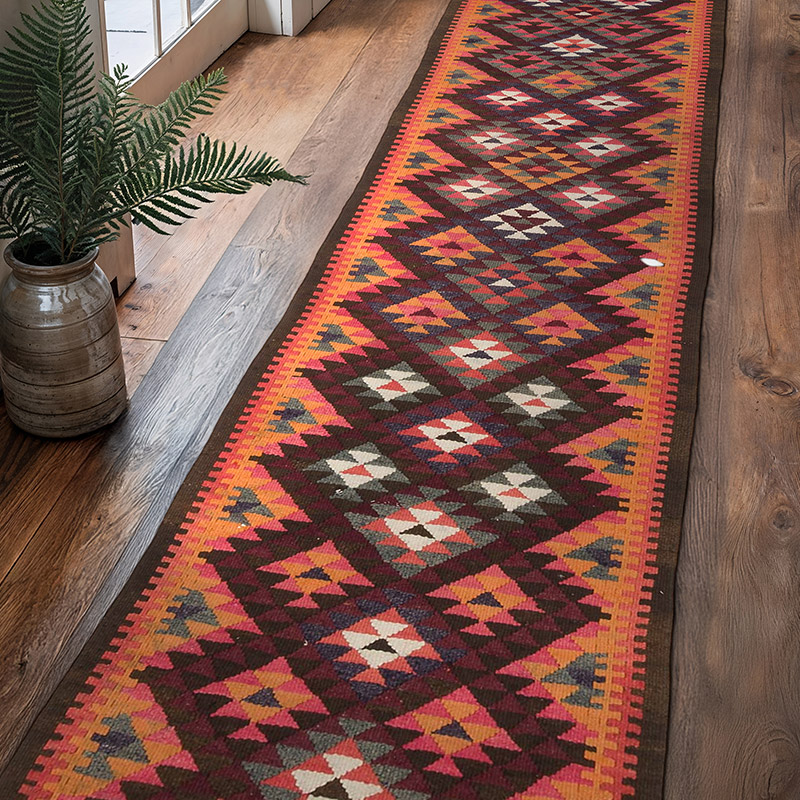 Vintage Tribal Kilim Runner - 2' 10" x 10' 1" (34" x 121") - K0068962