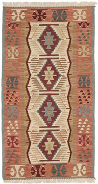 New Handwoven Turkish Kilim Rug - 3' 3" x 6'  (39" x 72")