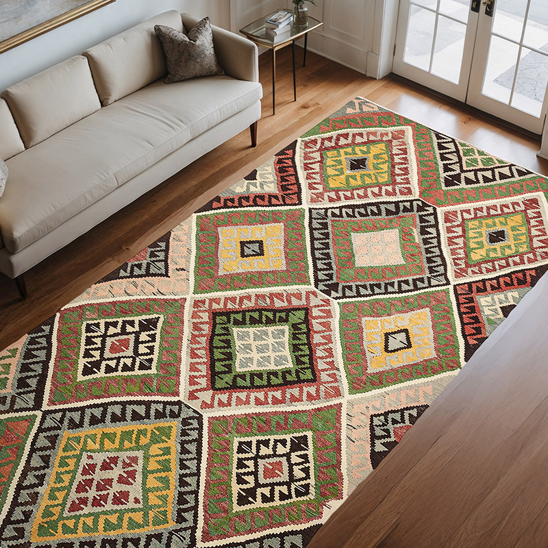 Vintage Antalya Kilim Rug - 5' 7" x 10' 8" (67" x 128") - K0069055